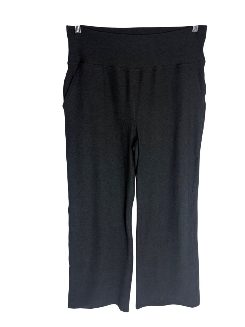 Beyond Yoga Spacedye Laid Back Wide Leg Pant Darkest Night Heather Black-sz Larg